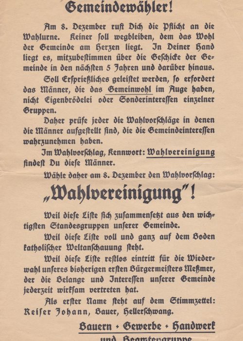 "Wahlpropaganda" 1929 in Lenggries